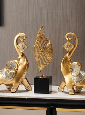 创意入口大象电视柜书架办公室桌面灯豪华高端纳福装饰摆件