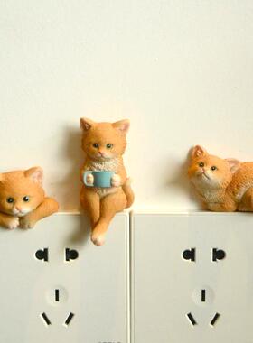 创意小猪开 关贴墙贴3d立体动物摆设客厅房间卧室家用插座树脂装