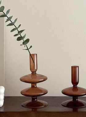 轻奢高档客厅装饰摆件玻璃花瓶复古创意入户门摆设桌面房间电视柜