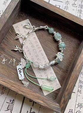 新中式爆花蝴蝶手链女甜美清新森系琉璃串珠手串学生闺蜜生日手链