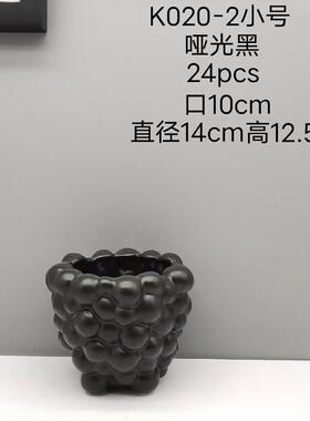 黑色陶瓷花瓶罐花盆水养插花绿植盆栽大花器人脸家居客厅装饰摆件