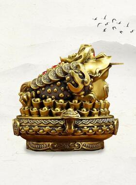 新款直销纯黄铜聚宝盆金蟾摆件如意招财公司店铺客厅开业礼品铜钱