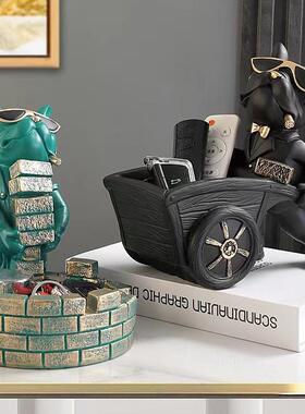 斗牛犬收托纳狗摆件玄关6767门口钥匙糖果盘北欧风格个性家居盘装