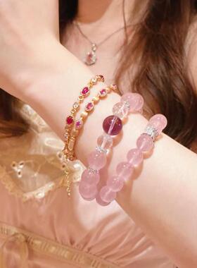 串紫送闺生日水晶闺蜜手饰高冰阿塞串女紫阿手串桃花仿高礼物饰送