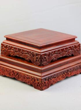 红木底座 黑紫檀木 实木底座长方形 红檀木玉石摆件底座 奇石底座