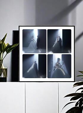 婚纱写真相框摆台挂画高端定制作结婚全家福照片打印黑色金属摆件