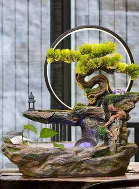 风水轮招财高山流水喷泉水车景观生财办公室假山水景循环水摆件