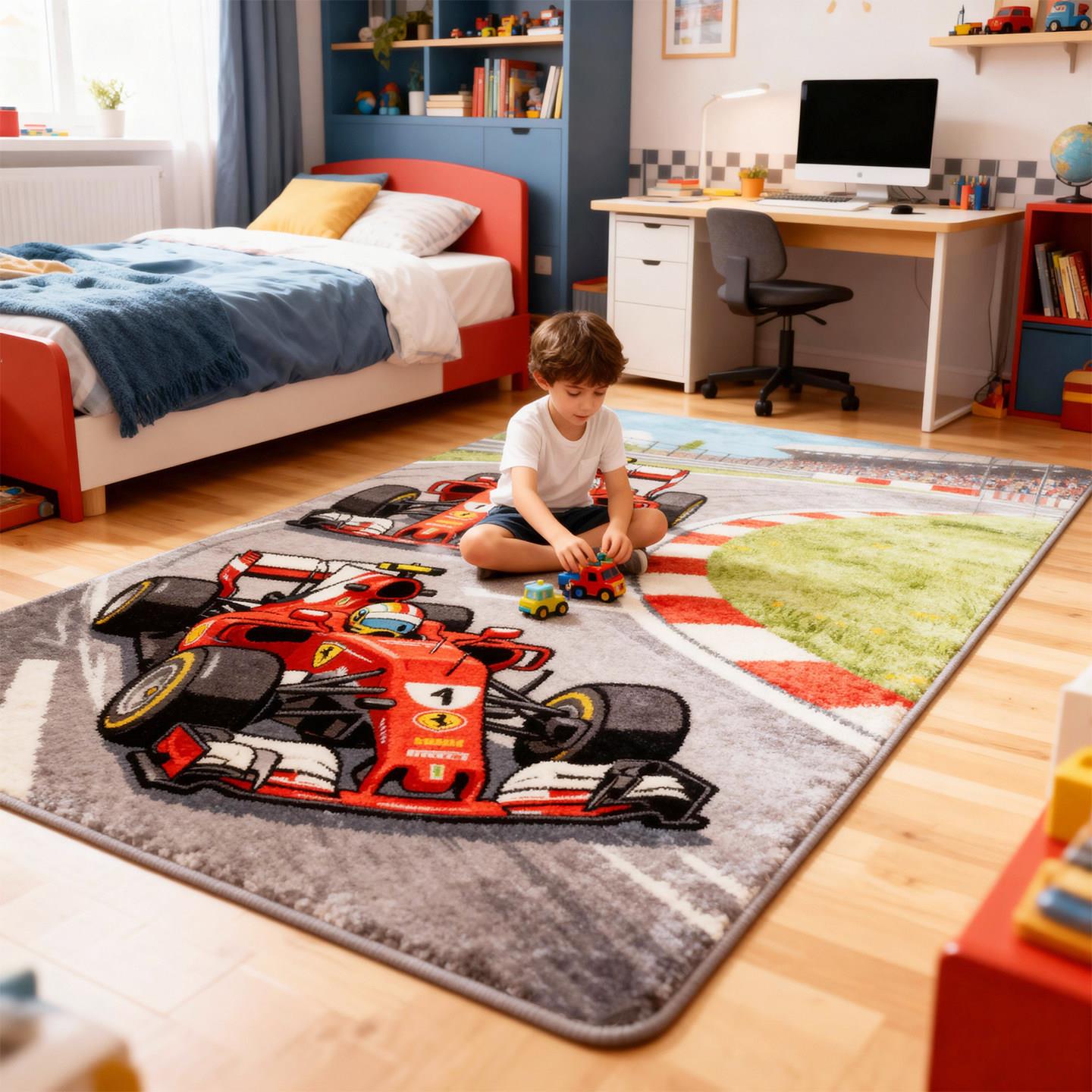 Children's Floor Mat Boys Bedside Blanket Children's Car Carpet Racing Bedside Blanket Children's Bedroom Carpet