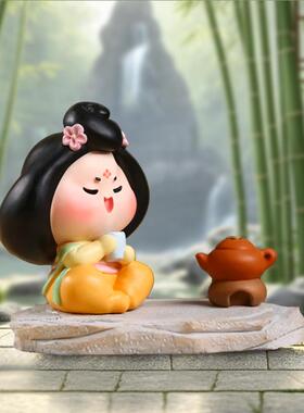 新款可爱中式复古国风美人唐妞驾到插香装饰工艺品车载摆件感
