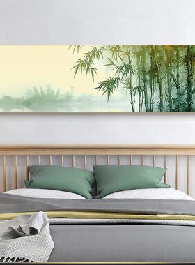 新中式客厅沙发背景墙竹子图挂画横版卧室床头餐厅装饰画竹报平安