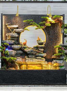 假山流水喷泉水幕墙鱼缸庭院大堂流水墙屏风鱼池造景装饰水景摆件