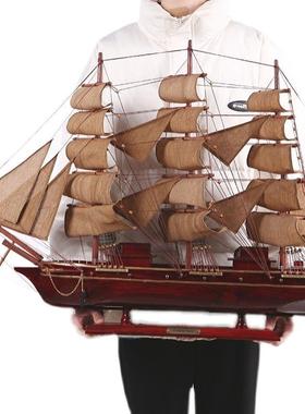 LGO实木一帆风顺帆船摆件古风档桌面公老板领导办覆室乔迁开高业