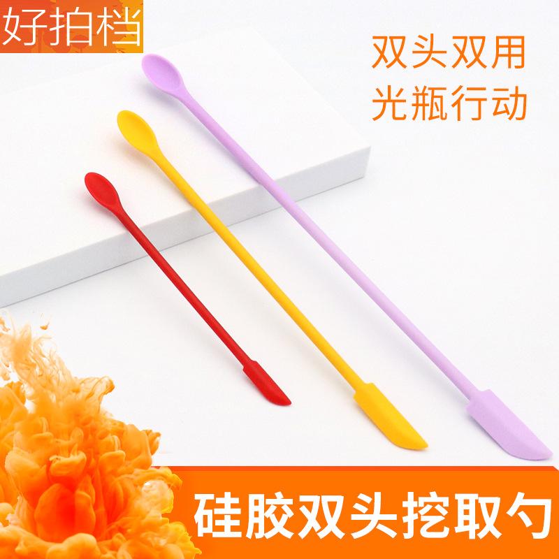 粉底液迷你硅胶刮勺化妆品挖取勺硅胶长软勺硅胶勺加长勺子新款挂 - 图2
