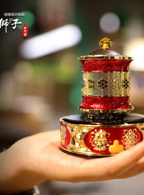 语狮子缩微底片车载太阳能电池自动转轮摆件中控仪表台平安可充电
