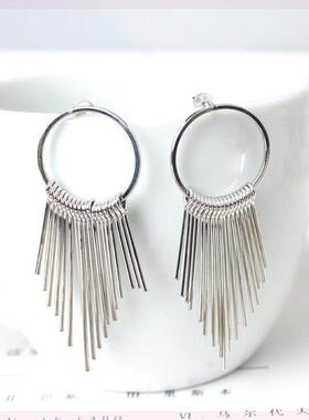 Metal Geometric Pendant Earrings For Women Gold Color Round