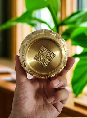 黄铜百福缸莲花底大字福缸黄铜摆件家居工艺品办公室开业礼品