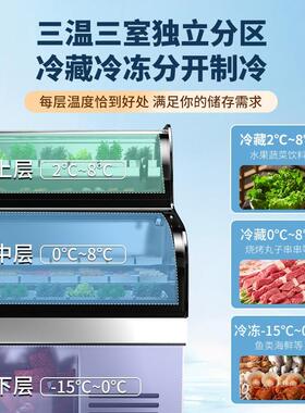 凉菜保鲜冷冻卤菜水果捞点菜展示柜直冷三温海鲜阶梯冰台鸭脖熟食