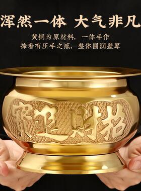 纯黄铜香炉供奉套装招财进宝财神爷纯铜果盘家用上香室内烛台佛具