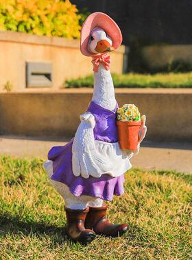 庭院花园装饰桌面摆件创意生日礼物家居装饰品鸭子树脂工艺品