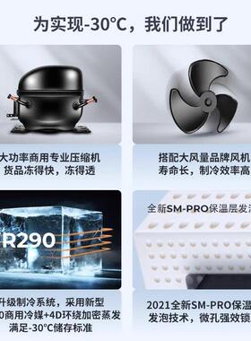 澳柯玛商用雪糕柜超市卧式弧形玻璃门展示柜大容量冷冻箱组合岛柜
