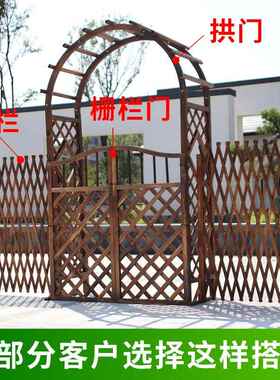 户外防腐木栅栏室外伸缩篱笆护栏室内宠物围栏装饰网格隔断木花架
