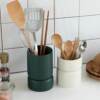 Nordic simple solid color ceramic drain tube chopstick cage rack home kitchen tableware storage tank set drain rack