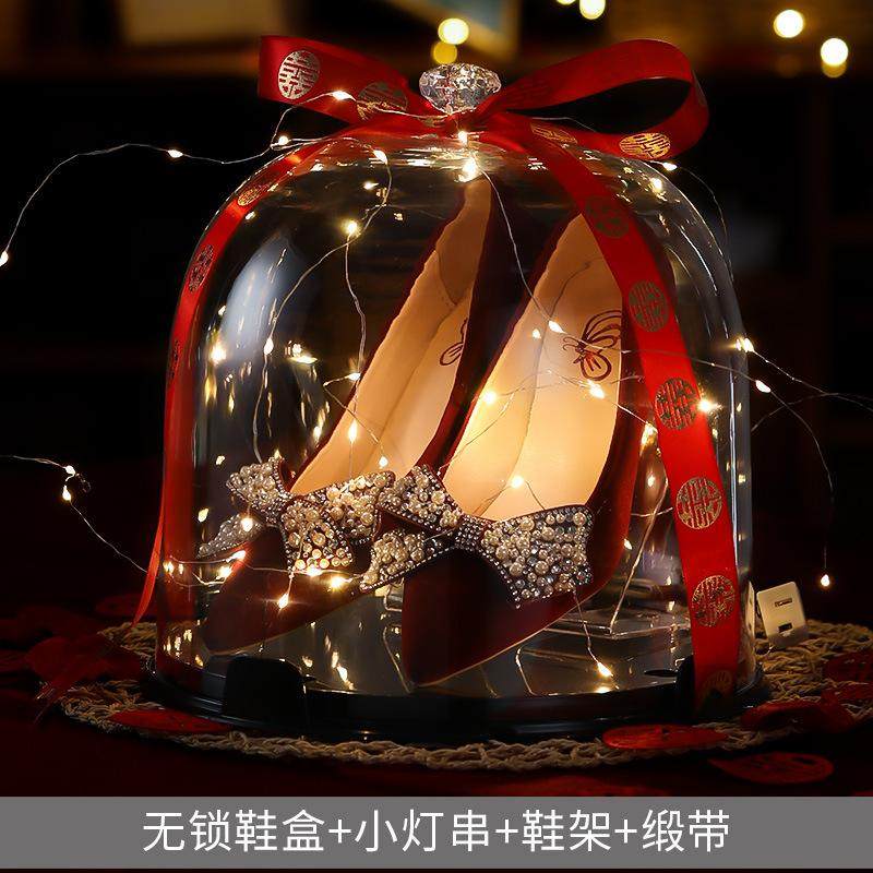 婚鞋盒接亲堵门游戏道具婚礼创意水晶盒结婚带锁藏婚鞋盒子套圈,淘宝优惠券,粉丝福利购,淘宝优惠卷