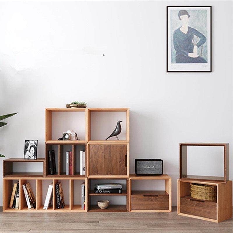 实木书柜柜组合格子柜落地书架方格抽屉柜矮柜定制木柜卧室床头柜,淘宝优惠券,粉丝福利购,淘宝优惠卷