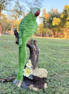 仿真鹦鹉雕塑摆件户外庭院装饰用品办公室动物摆件小鸟树脂工艺品