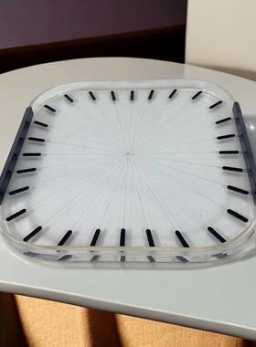 现代简约透明方形亚克力托盘样板房售楼处餐厅客厅茶几收纳摆件