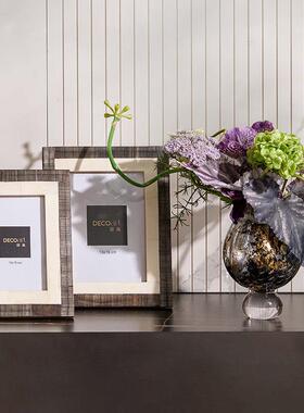 轻奢木质烤漆高级感长方形艺术相框6寸高级感画框玄关床头柜摆台