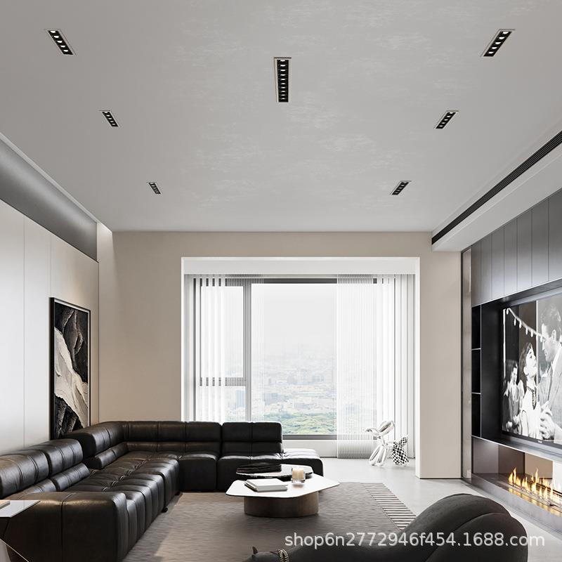 Embedded grille spotlight ceiling living room long linear graffiti downlight without main light smart dimming grille light