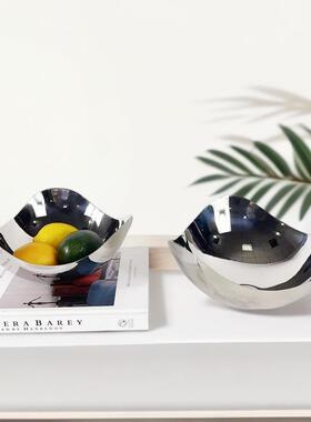 几几简约现代不钢8290何镜面创意圆形托盘客厅茶桌面收纳锈盘摆件