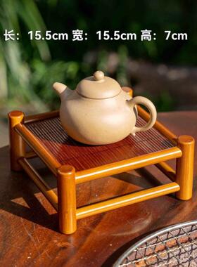 邱师傅竹木竹编壶架茶几小茶台正方形茶杯架家用茶桌竹席面置物架
