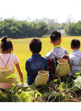 小背篓编织竹编采茶竹篓汉服竹雕