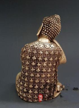 古玩铜器纯铜镀银白铜睡佛摆件如来佛铜像仿古工艺礼品收藏品摆设