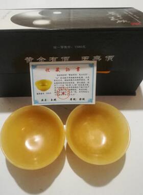 米黄玉碗玉碗玉石碗茶碗会销玉器礼品白玉蓝田玉太极玉碗摆件
