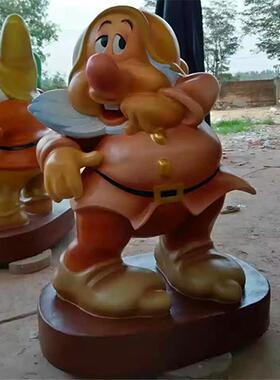 玻璃钢白雪公主与七个小矮人公园树脂卡通白雪公主雕塑套装厂家