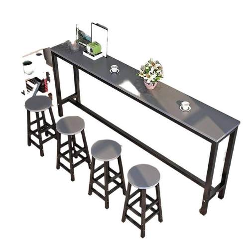 靠墙吧台桌子阳台家用窄边长条桌奶茶店靠墙窄架子桌椅细长条桌子 - 图3