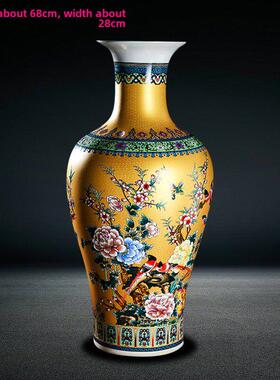 景德镇陶瓷落地式大型花瓶装饰品大型欧式珐琅彩瓷现代客厅家居装
