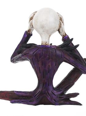 直销新款树脂骷髅头万圣节整人吓人道具礼物家居动物头骨不听不看