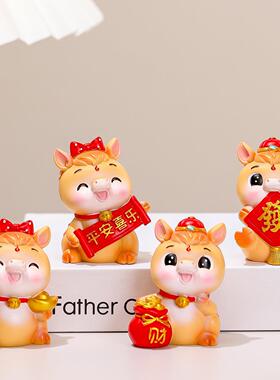 卡通可爱国潮马树脂小摆件办公室工位治愈系桌面装饰新年年会礼品