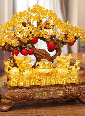 貔貅摆件招财摇钱树发财树公司前台办公室店铺收银柜台装饰开 业