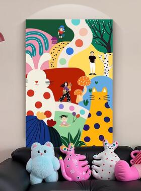 多巴胺客厅装饰画小众艺术沙发背景墙挂画抽象色彩卧室儿童房挂画