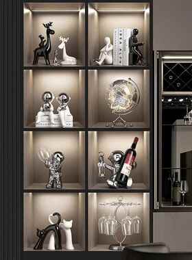 贝汉美北欧轻奢风麋鹿陶瓷软装家居摆件酒柜组合跨境热采