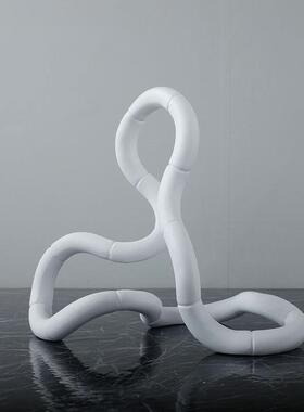 现代简约黑白样板房几何摆件环形曲线雕塑静物摆设室内客厅装饰品