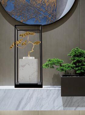 新中式创意纯铜迎客松装饰品书房客厅玄关酒店前台样板房软装摆件