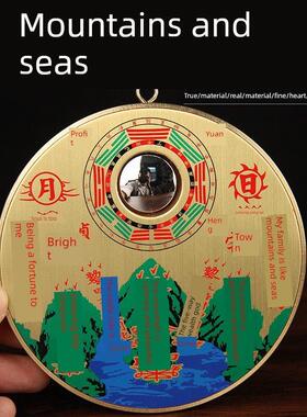 山海镇纯黄铜八卦镜客厅装饰品户外门窗室内挂件山海镇风景画