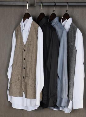 样板房衣帽间衣服男士绅士商务衣柜黑白衬衫领马甲集衣柜软装饰品