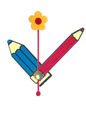 个性化铅笔时分针与花朵秒针孩子学习用具diy挂钟配件静音机芯